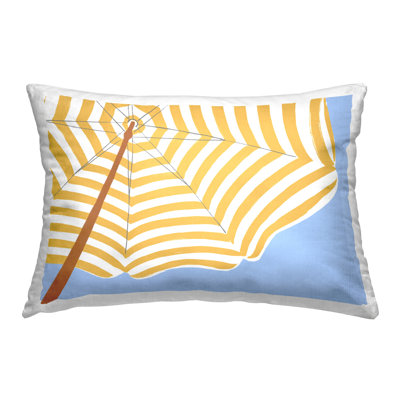 Yellow & White Umbrella Decorative Printed Throw Pillow Design by June Erica Vess