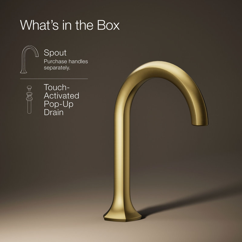 Occasion Sink with Cane Design Single Hole Bathroom Faucet with Drain Assembly, Vibrant Brushed Moderne Brass