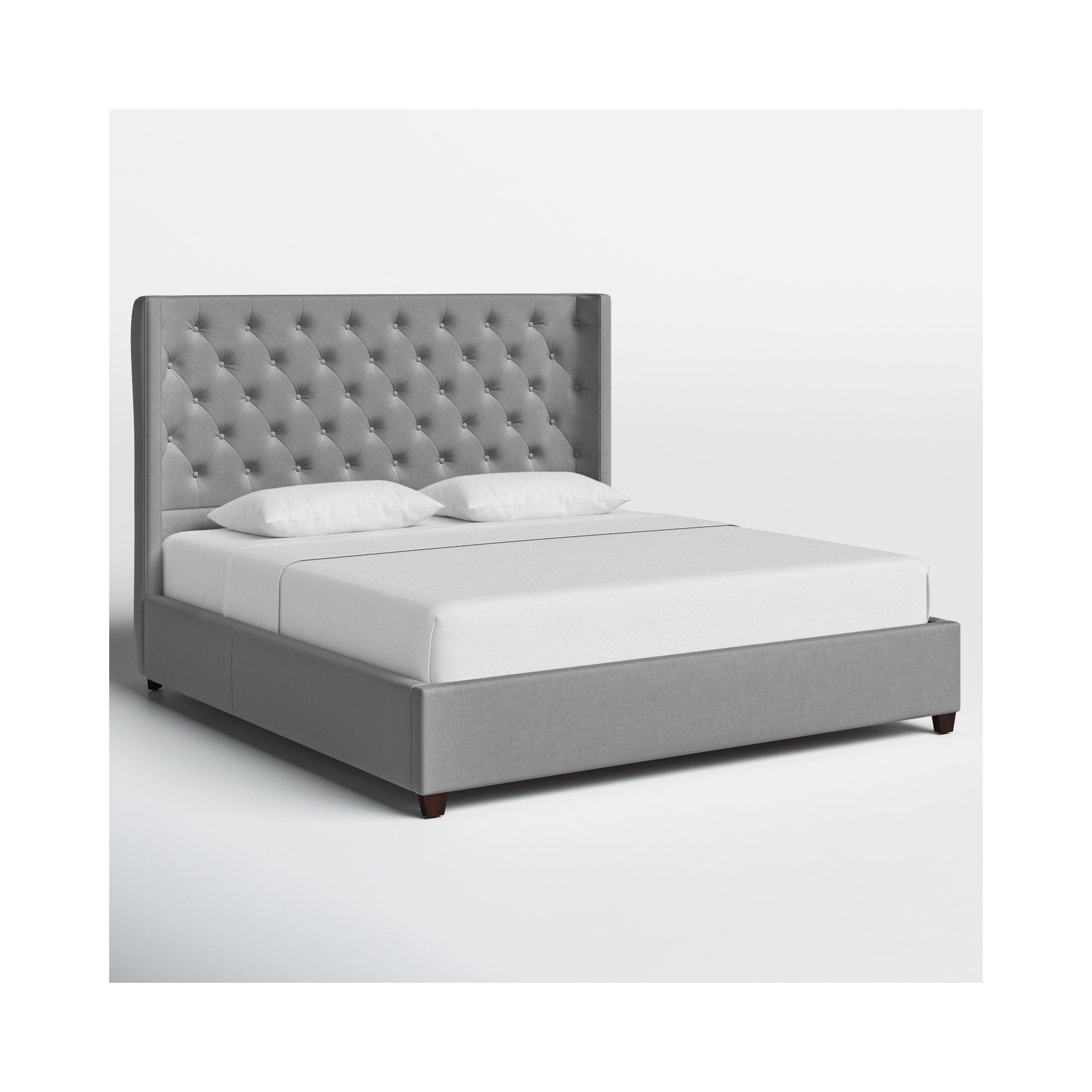 Naveen Upholstered Wingback Bed, Opal Gray Velvet
