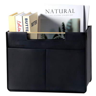 Porte-revues en cuir pliable avec poignées