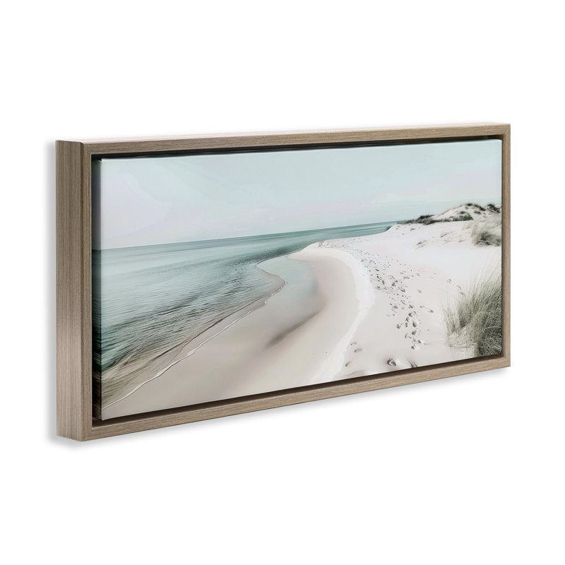 Cadre flottant abstrait aquatique, design par Lazar Studio, H 14 po x l 31 po, Cadre flottant orme Montalcino