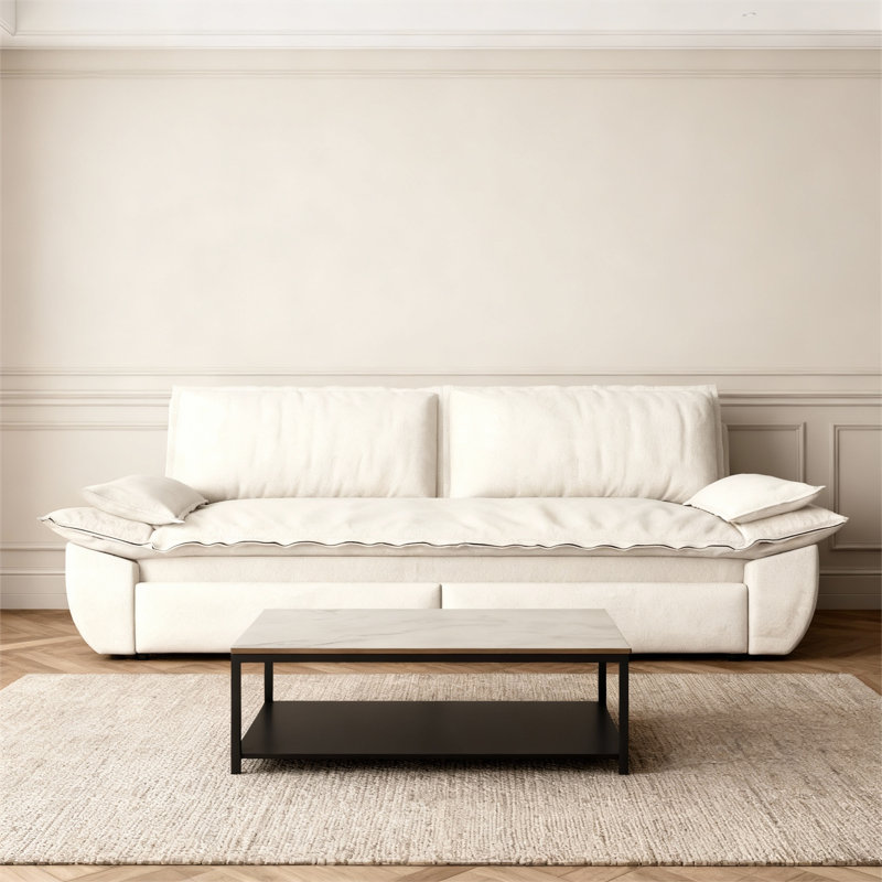 Canapé-lit convertible en velours convertible 3-en-1 avec coussins amovibles pour le salon et le bureau, beige, Beige
