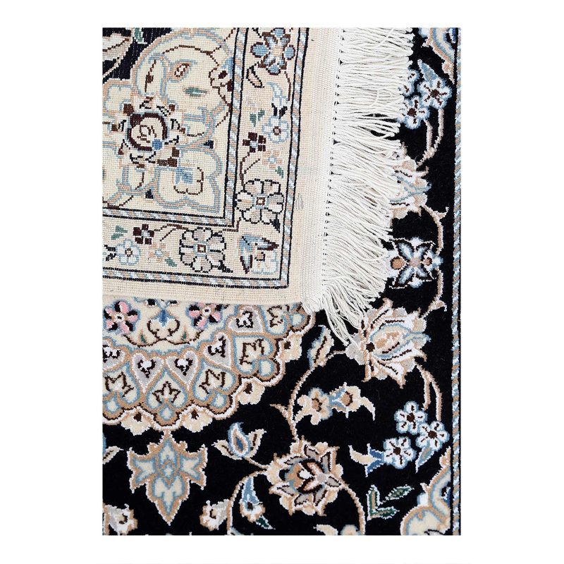 Navy Blue Silk & wool Nain 2'2"X3'1"