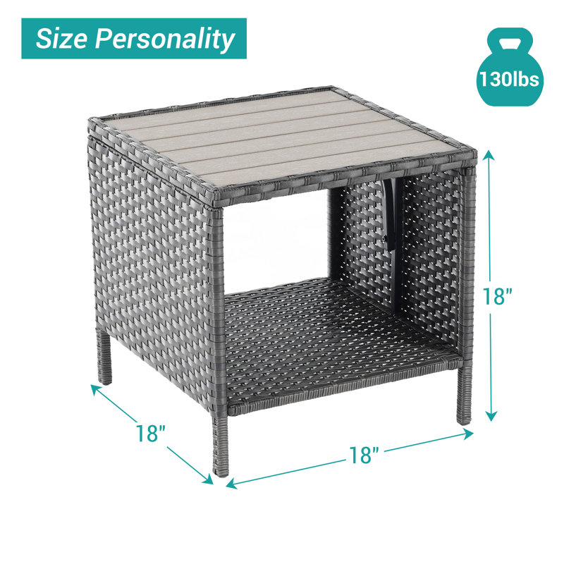 Askwith Square 18'' L x 18'' W Outdoor Side Table, Gray