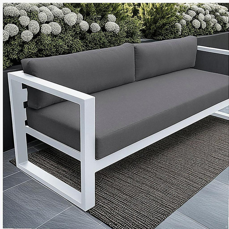 Canapé d'extérieur en aluminium gris foncé et blanc Granto