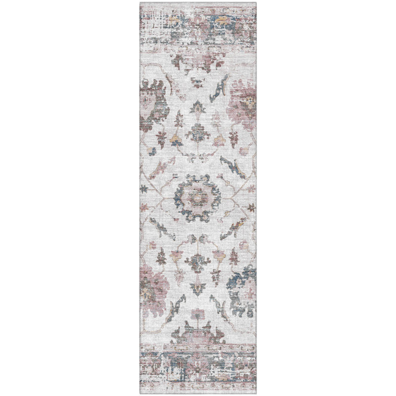 Premium Machine Washable Pirtle Border Rug, Runner 2'3" x 7'6"