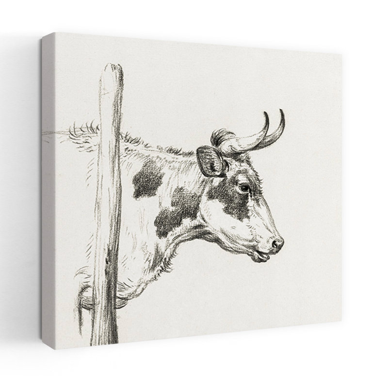 Tête de vache, art mural rétro, H 48 po x l 48 po