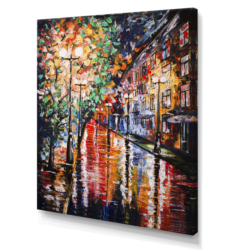 Paris Street Under Rain - Peinture, H 20 po x l 12 po x P 1 po, Toile tendue