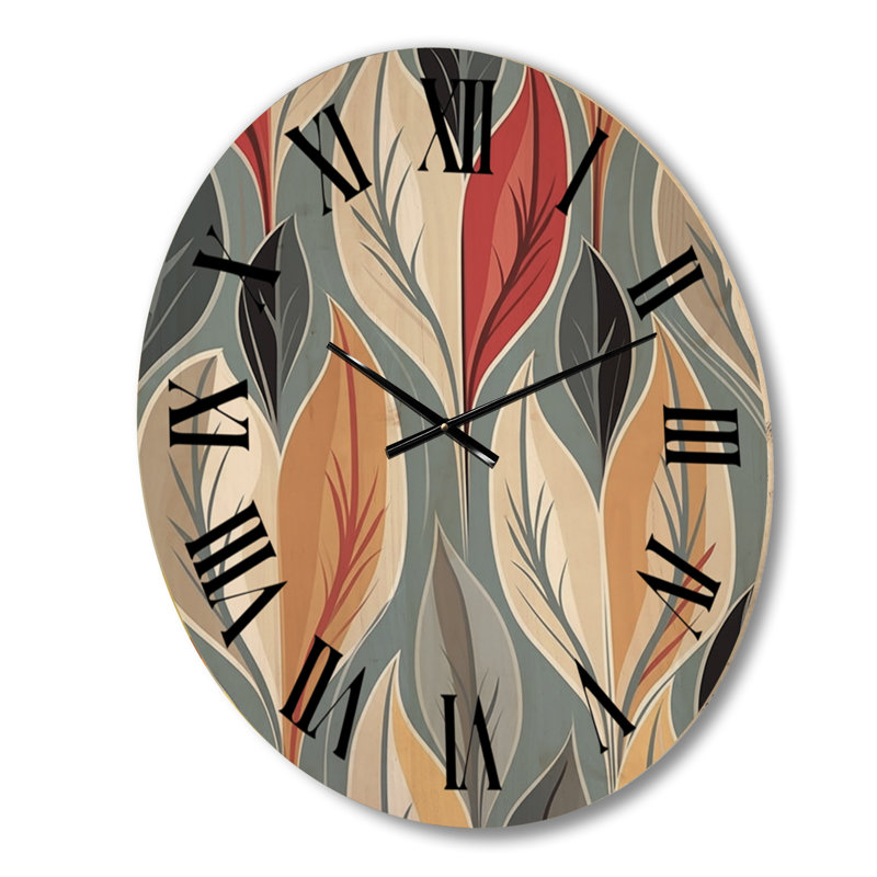 Horloge murale rétro surdimensionnée abstraite à feuilles géométriques IV, Grand