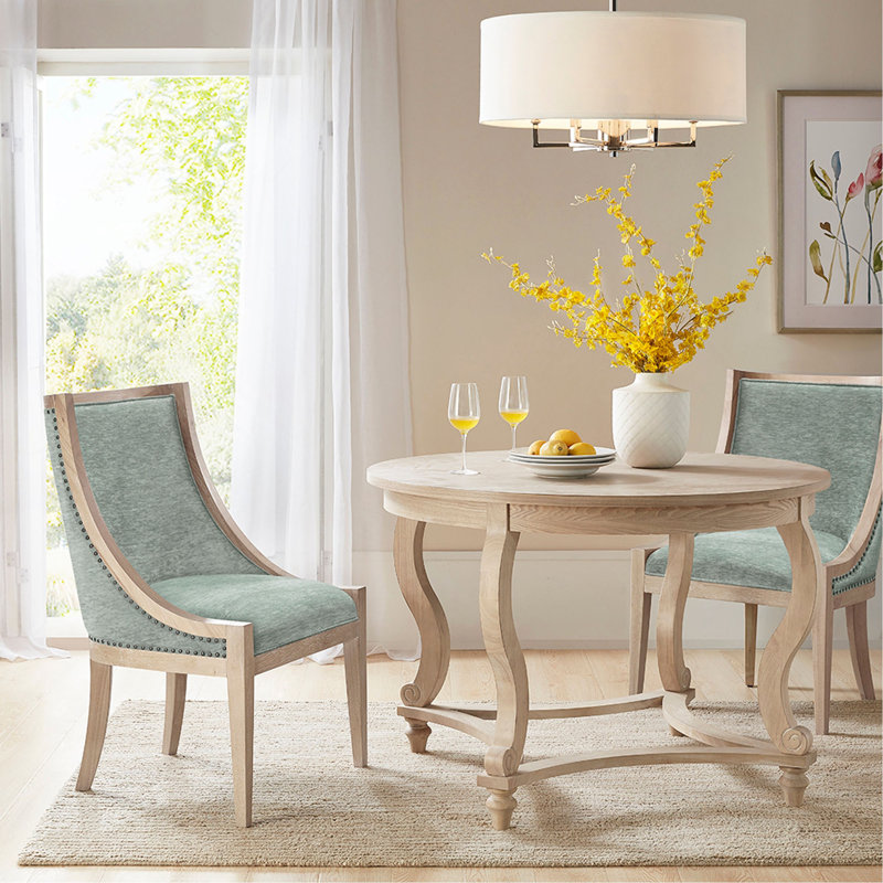 Chaise rembourrée avec garniture cloutée, Polyester gris