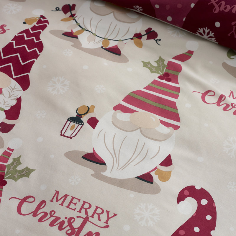 Christmas Gonks Reversible Duvet Cover Set, King Size Bed (230 x 220 cm)