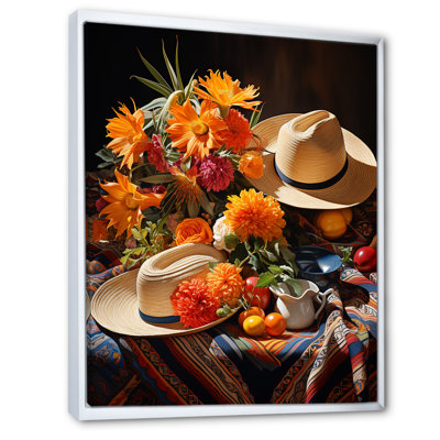 Mexican Sombrero Floral Shades II - Mexican Art Wall Art
