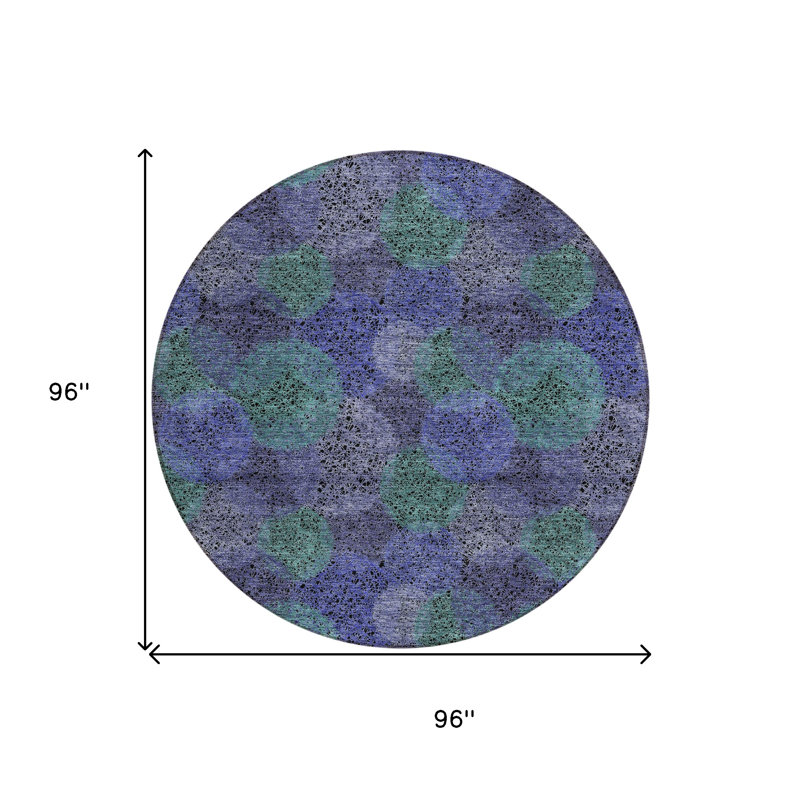 Tapis rond lavable à pois 8 po