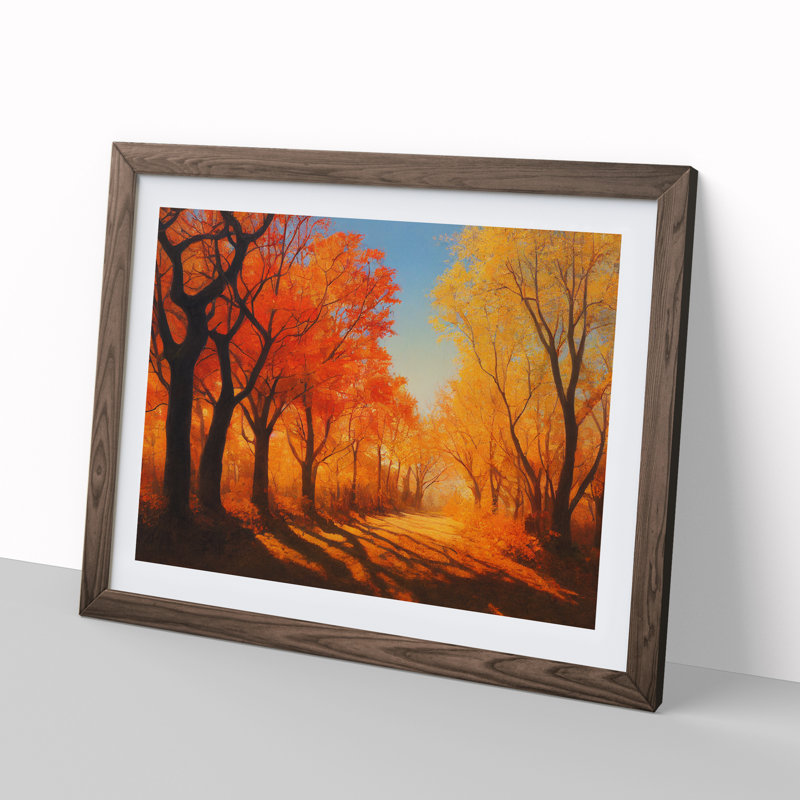 Compelling Autumn Forest 1 Piece Single Picture Frame Wall Art, 34cm H x 46cm W x 2cm D, Walnut Framed