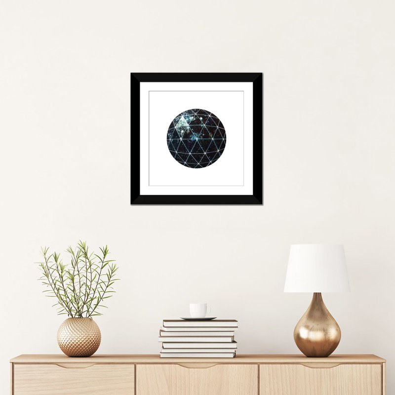 « galaxy géodésique », impression sur toile, H 16 po x l 16 po x P 1 po, Papier d'art encadré noir, Blanc