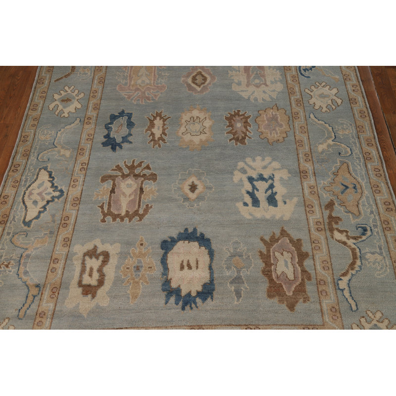 Blue Vegetable Dye Oushak Turkish Area Rug