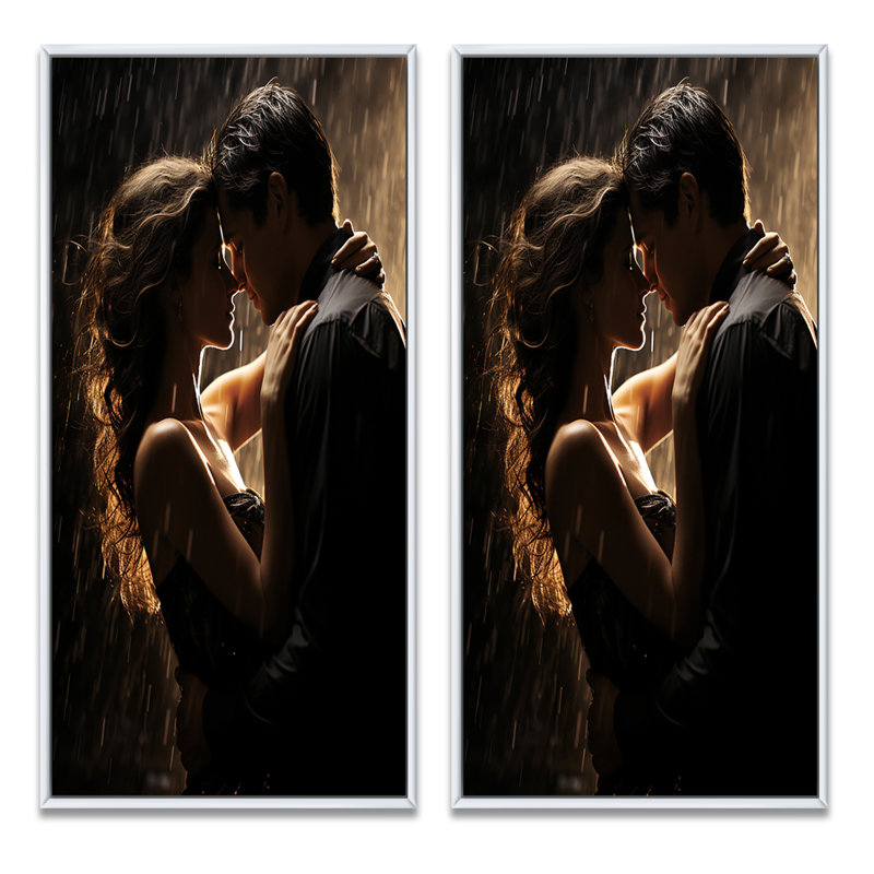 «Couple de mariage céleste» - 2 pièces sur toile, Cadre blanc, H 32 po x l 32 po