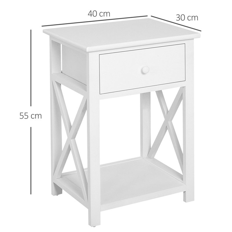 Side Table with Storage, White