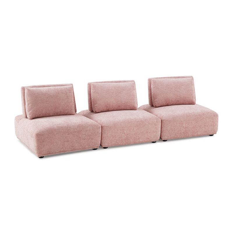 Stavan Modular 3 Seater Sofa, Pink Boucle, Adjustable Backs, 109 Inch, Pink Boucle