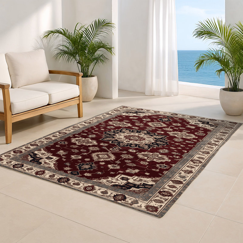Tapis d'intérieur et d'extérieur gris Persian, Rectangulaire 8 pi x 10 pi