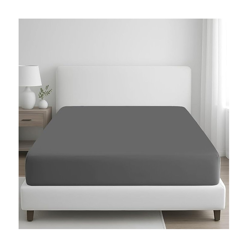 Hotel Quality Natural Egyptian Cotton Fitted Sheet – Extra Deep 35cm Pocket with Strong Elastic, Soft & Breathable Fabric