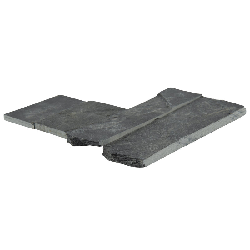 Stonecrest 4.5 in. x 9 in. Split Face Natural Stone Ledger Corner Wall Tile, Kyoto Noir