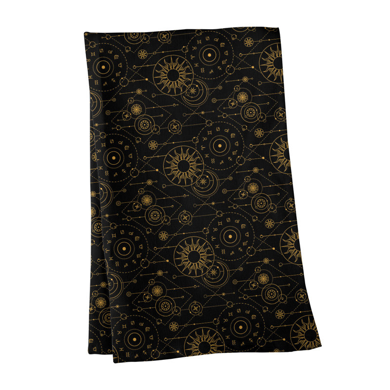 Tea Towel Kitchen Towel, Poly Twill, Black/Yellow