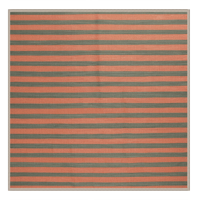 Tapis brun à rayures horizontales lavable à la machine, Carré 3 pi