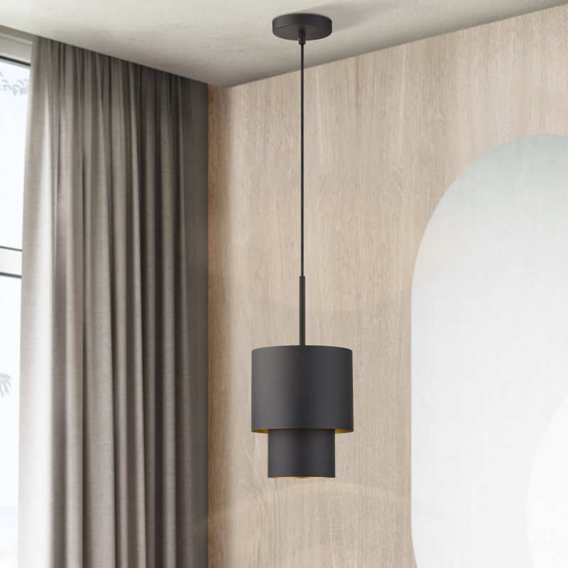 Mini-luminaire suspendu en bronze 1 lumière Zolana, Bronze, Brun