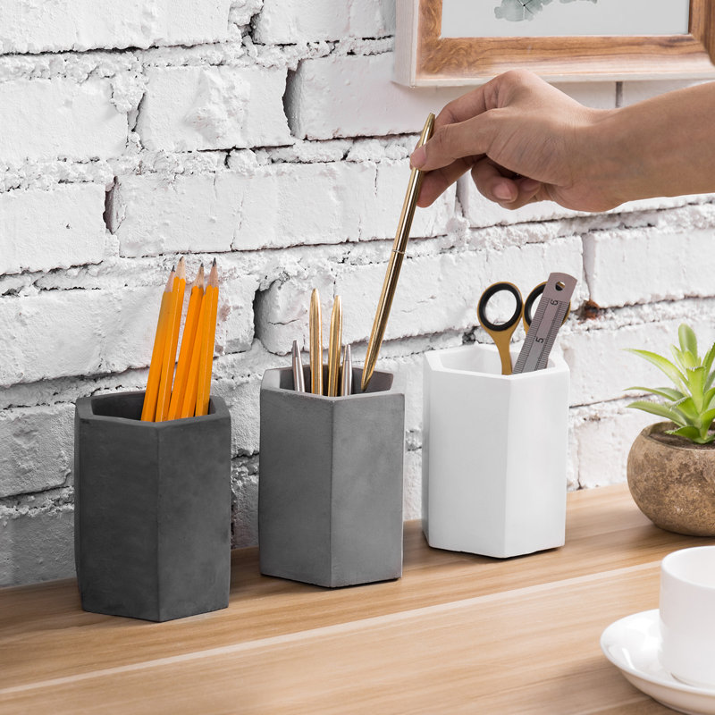 Aimie Concrete Multicolor Desktop Pen Holders