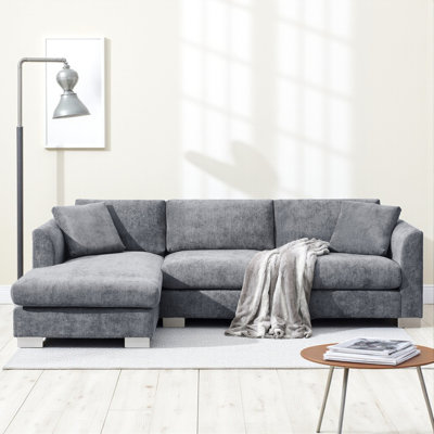 96*56" Modern Cloud Sectional Sofa,L-shaped Luxury Couch Set with 2 Free pillows,4-seat Chenille Indoor Furniture with Oversized Chaise for Living Room,Apartment,Office