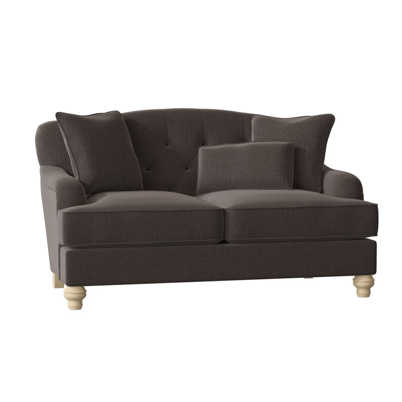 Sullivan Upholstered 65'' Loveseat, Craftwood 45 Dark Gray Performance Chenille, Pecan, Yes