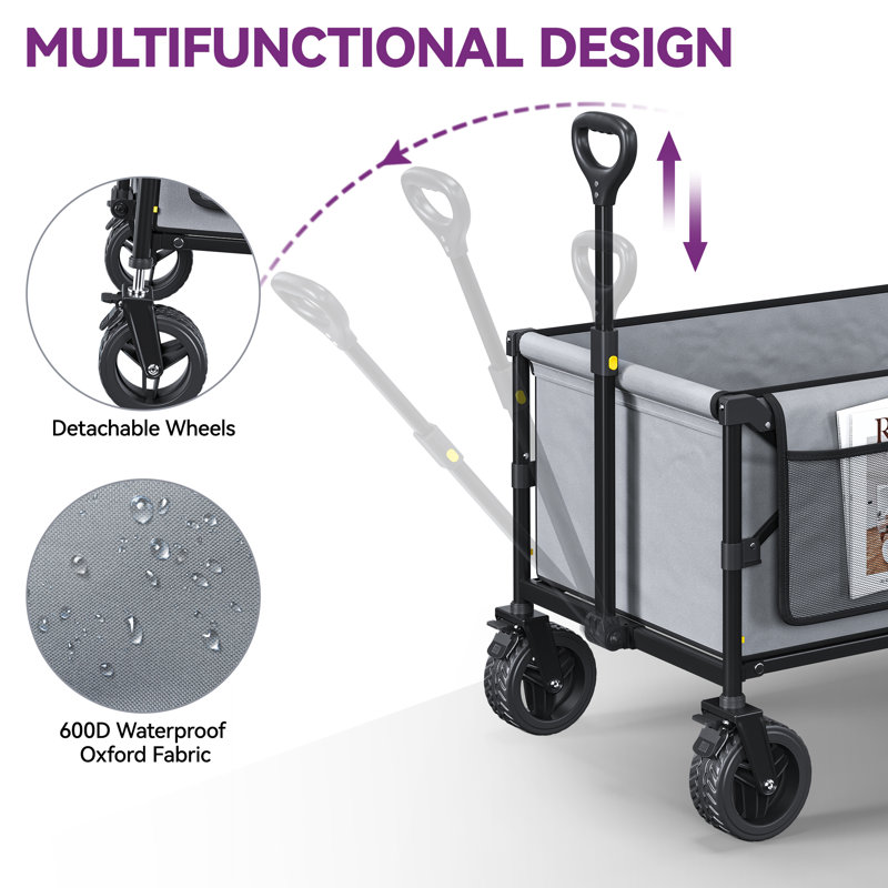 Collapsible Foldable Beach Wagon Cart Utility Cart with Folding Tailgate