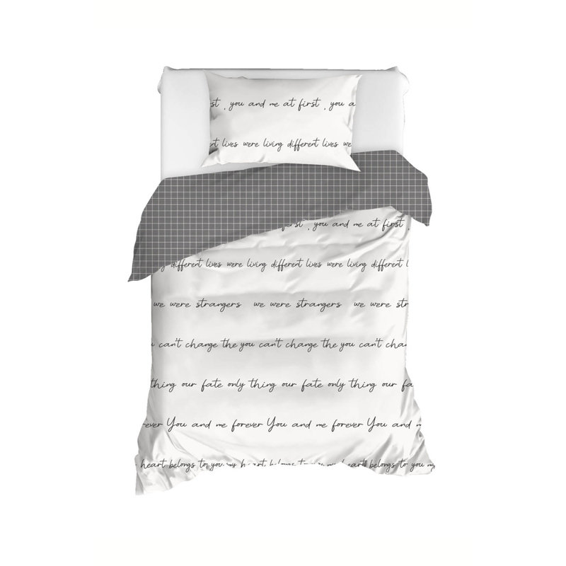 Ensemble de housse de couette 100% coton Butz crème / gris, Housse de couette 63 "x 87" + 1 taie d'oreiller st