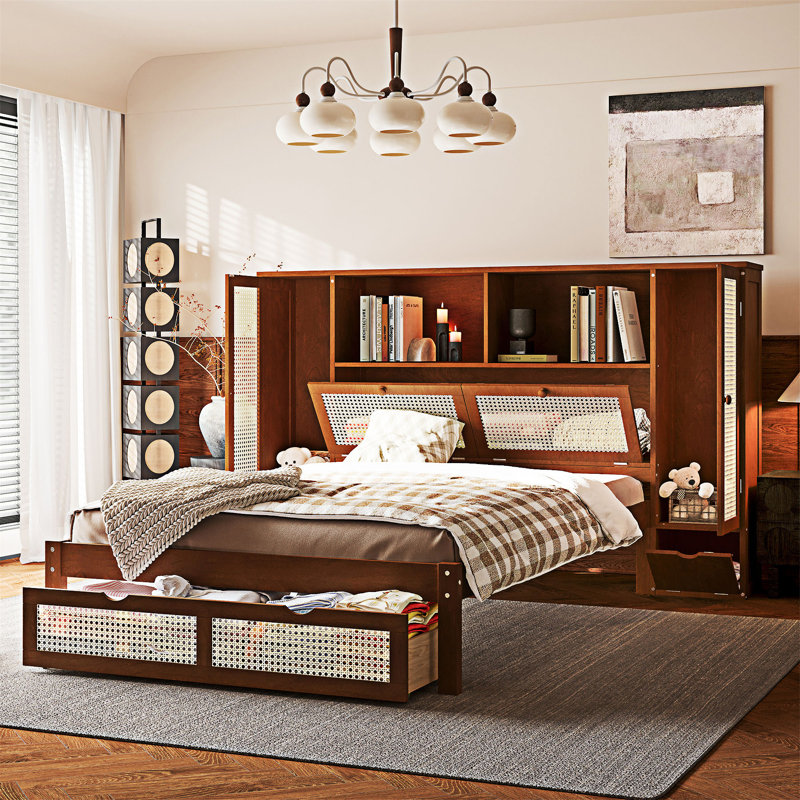Lit plateforme simple en bois, Noyer