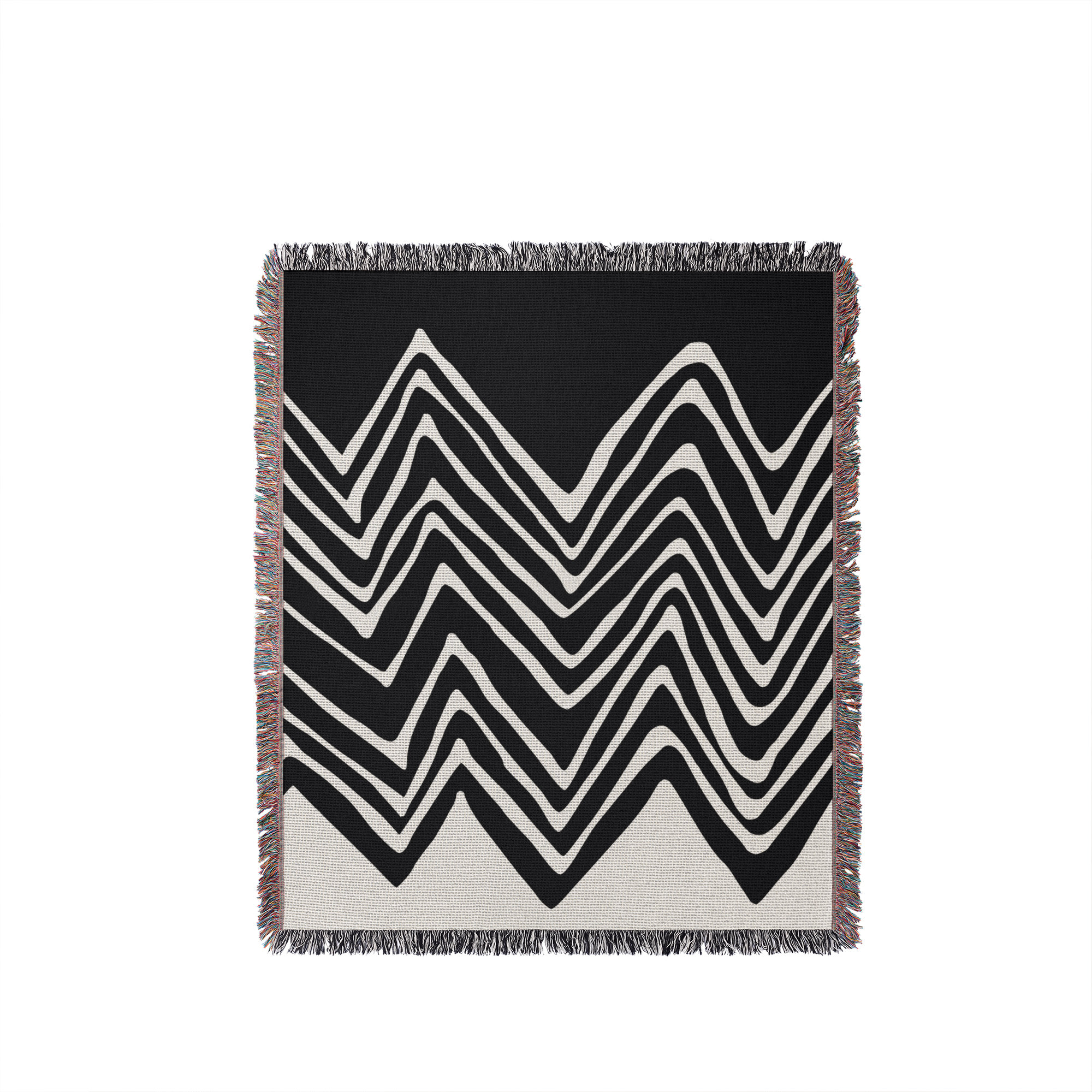 Addai Abstract Triangle Pattern Blanket , 60" H x 80" W (Queen), Black