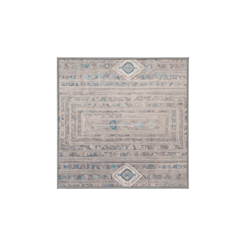 Machine Washable Gray Area Rug, Square 8'