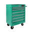 Chariot à outils à roulettes 7 tiroirs avec roulettes - Armoire à outils verrouillable en métal vert avec tiroirs à billes pour l'organisation du garage
