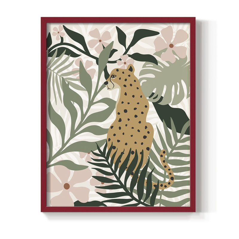 «Jungle Cat II», reproduction encadrée - bois massif, H 21 po x l 17 po, Rouge