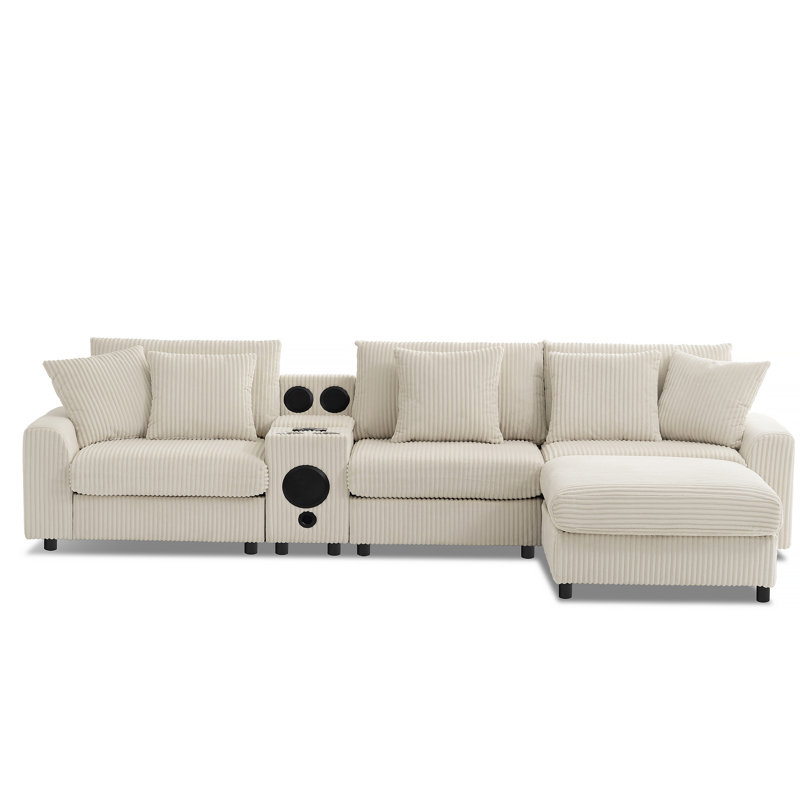 Canapé modulaire avec haut-parleurs Bluetooth, canapé en L avec console