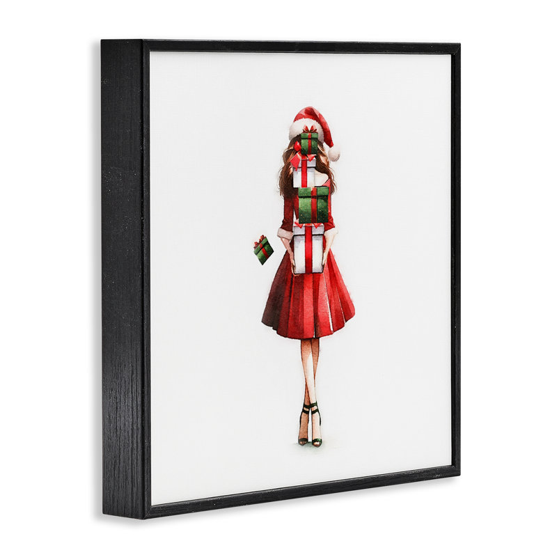 «Carrying Christmas Christmas» par Amanda Greenwood, H 12 po x l 12 po, Giclée encadrée noir minuit
