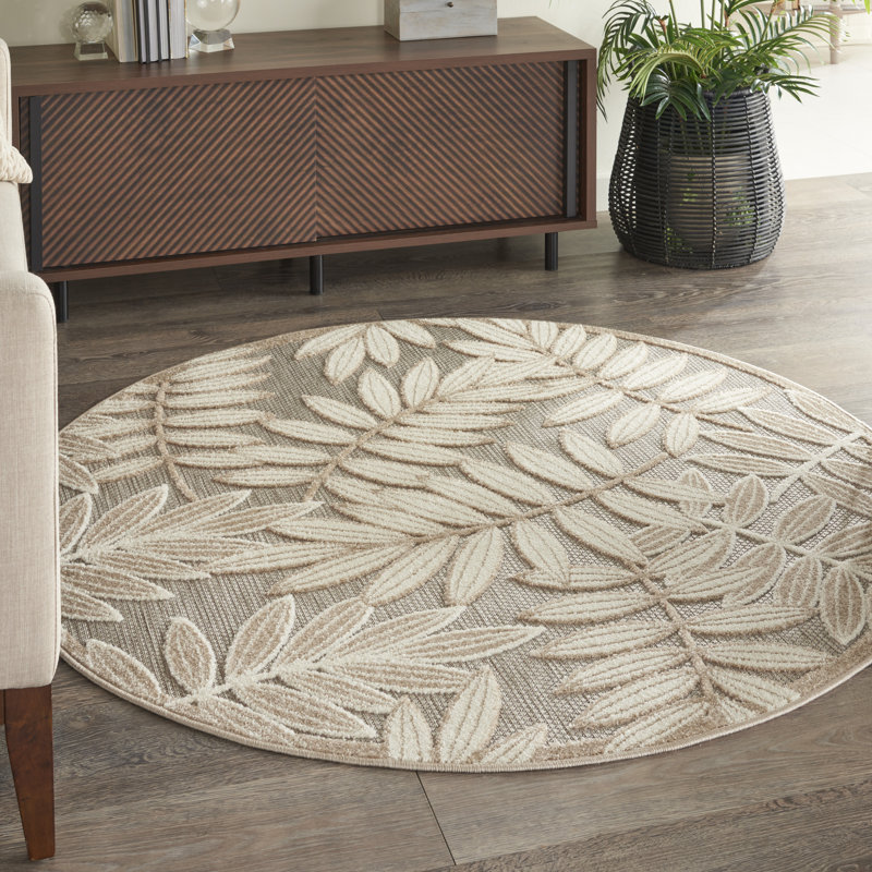 Adiya Floral Indoor Rug, Round 4'