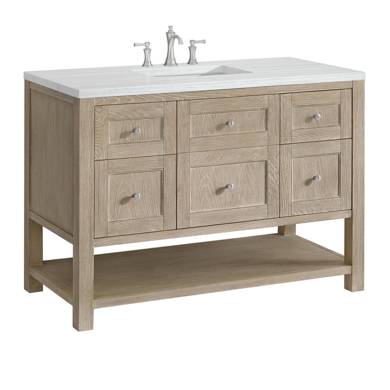 Breckenridge 48'' W Single Vanity, 8" Widespread, Parisien Bleu, Whitewashed Oak