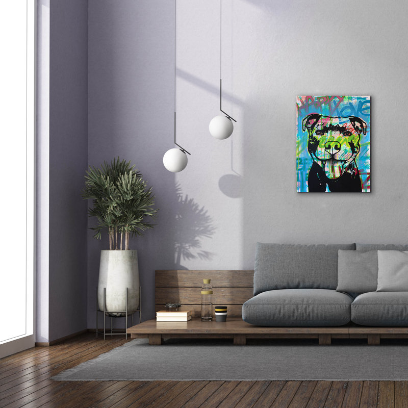 «Happy Love Pitbull» par Dean Russo, H 34 po x l 26 po x P 1,5 po