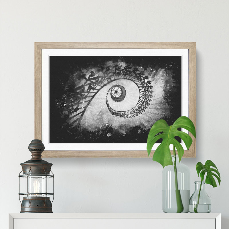 Spiral Staircase - Picture Frame Graphic Art, 33cm H x 45cm W x 2cm D, Oak Framed