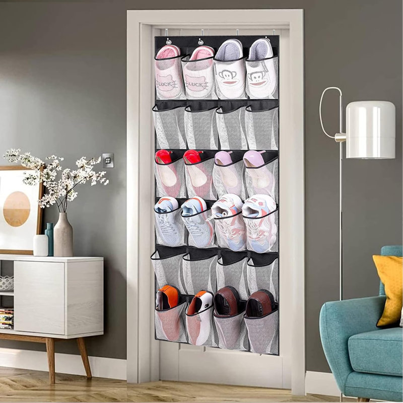 24 Pair Hanging Shoe Organizer, Black