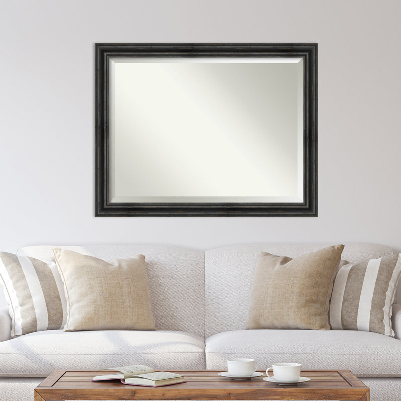 Miroir décoratif traditionnel / rustique, H 35,38 po x l 45,38 po, Noir