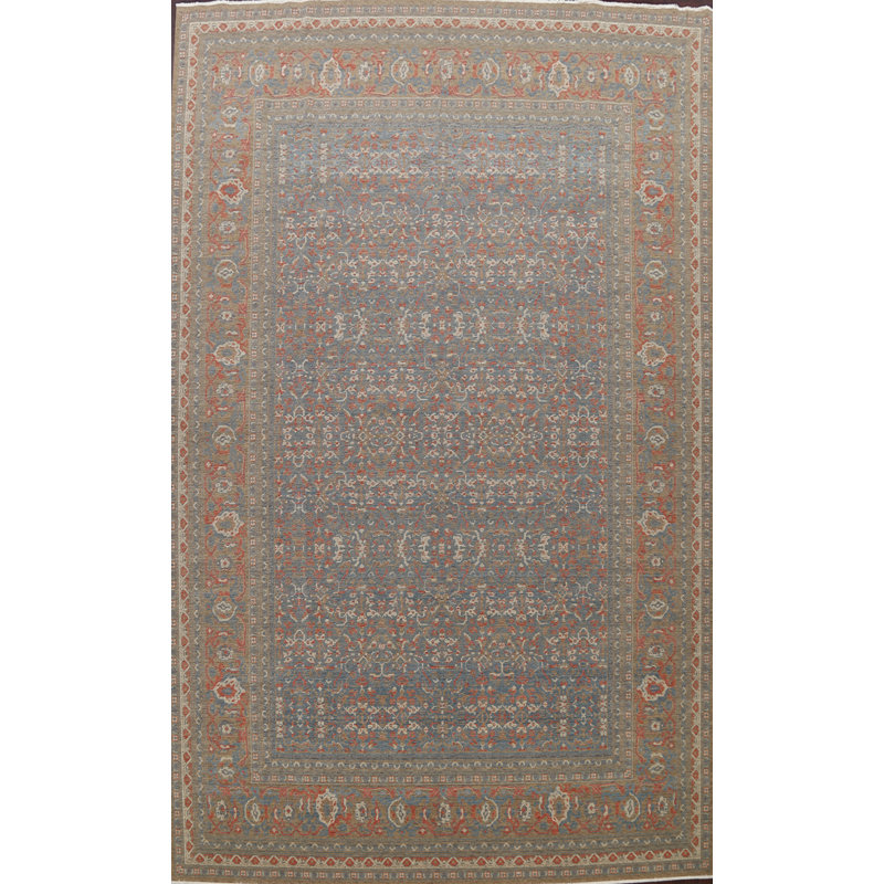 Tapis bleu clair / orange en laine Ziegler