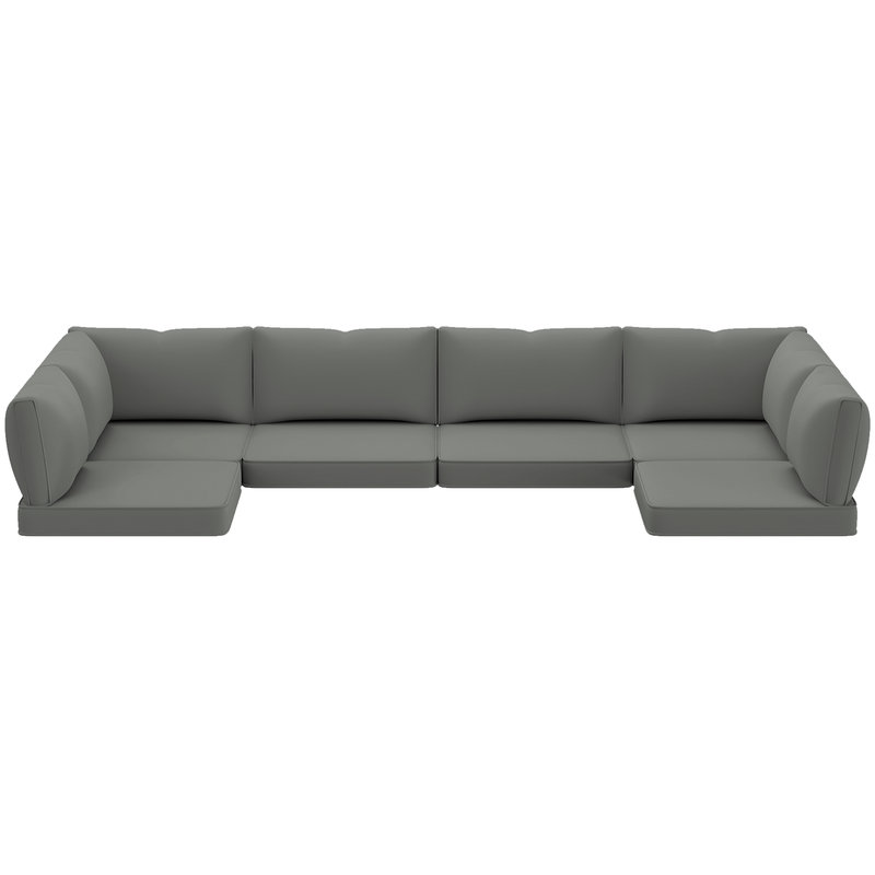 Outdoor Replacement Cushions 14-Piece Deep Seat Water-Resistant Patio Furniture Cushions for 6-Seat Sectional Rattan Sets, Grey