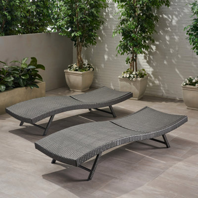 Modern Grey Chaise Lounges With Iron Support And Outdoor Adjustable Reclining Seats, Frame,